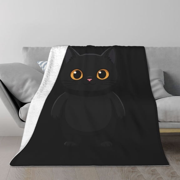 Black Cat Throw Blanket, Cute Kitten Blanket For Cat Lovers, Lightweight Blanket For Couch Sofa Bed, Home Decor Gift For All Season Use 50x40
