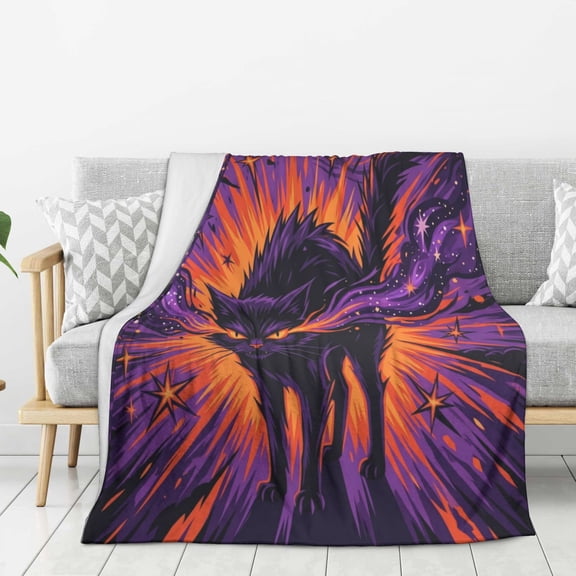 Black Cat Throw Blanket,Heavyweight Soft Throw Blanket - Cozy Plush Black Cat Throw Blanket for Bed Sofa Home Decor 50x40