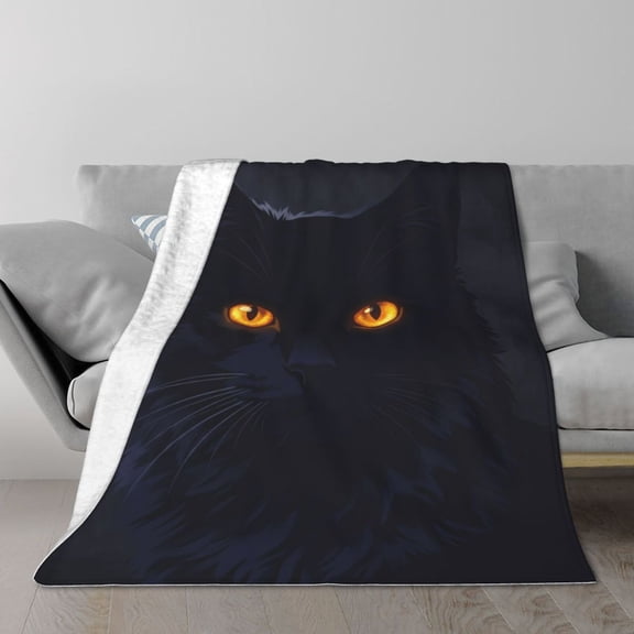 Black Cat Throw Blanket, Soft Flannel Fuzzy Blanket For Cat Lovers, Cozy Home Decor For Couch, Bed, And Sofa, All Season Use 50x40