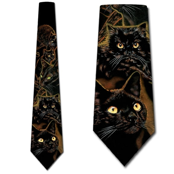 Black Cat Ties Mens Animal Cats Necktie
