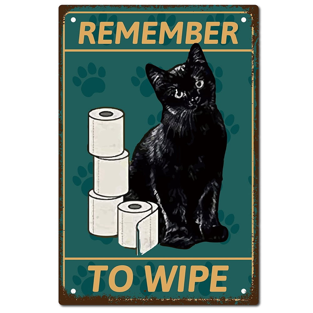 Black Cat Tin Sign Vintage Metal Sign Poster Retro Restroom Painting ...