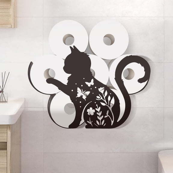 Black Cat Toilet Tissue Roll Holder Cat Flower Butterfly Toilet Paper Holder Shelf Animal Paper Toilet Paper Storage