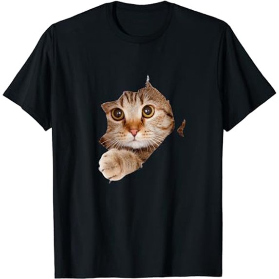 Black Cat Torn Cloth Cat Lover Cat Mom Kitten T-Shirt