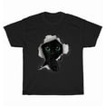 thumbnail image 1 of Black Cat Torn Cloth Kitty Peek Art Cute Pet Lover Graphic Unisex T-Shirt, up to size 5XL, 1 of 2