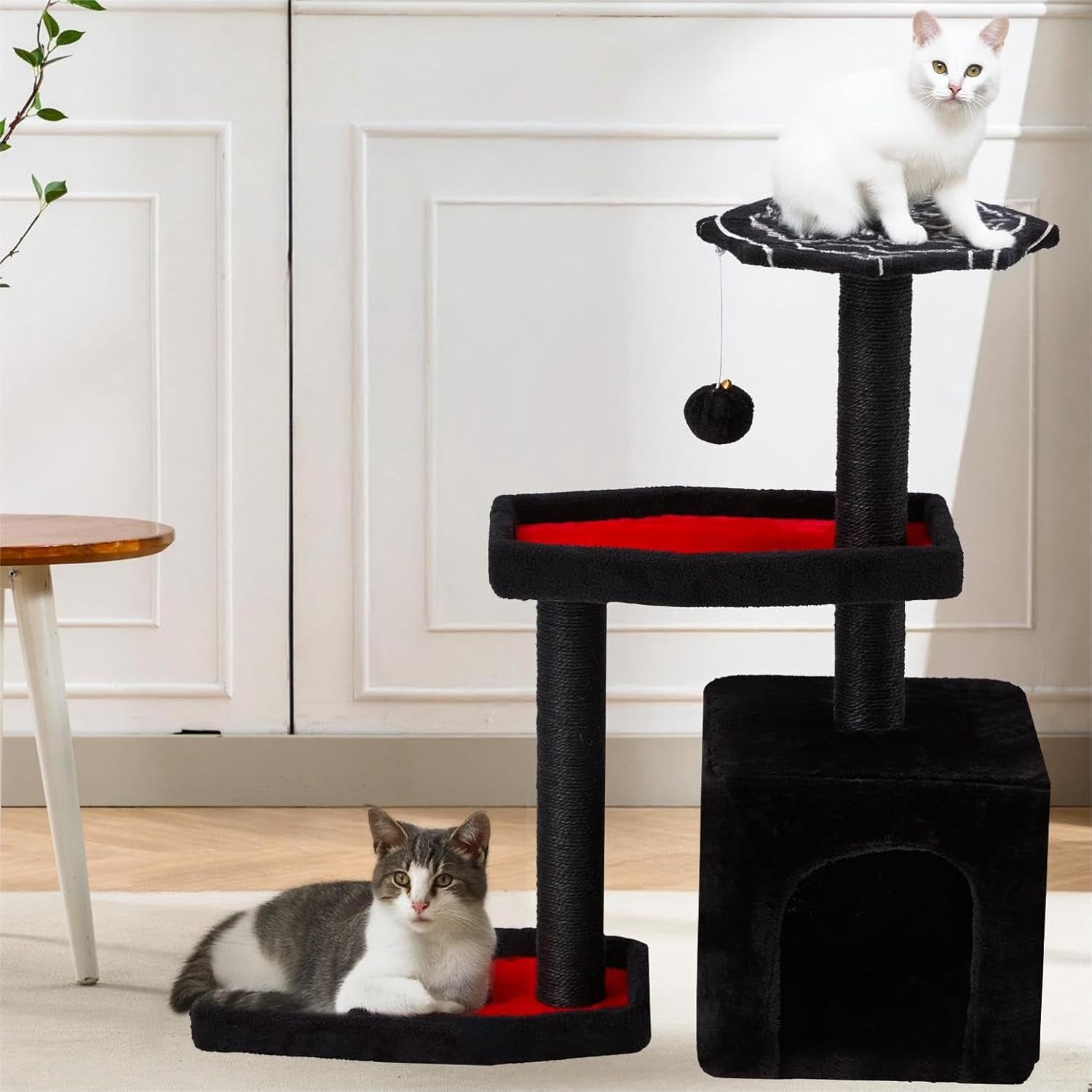 Black Cat Tree, 31 Inches Gothic Cat Tower, Cat Houses for Indoor Cats ...