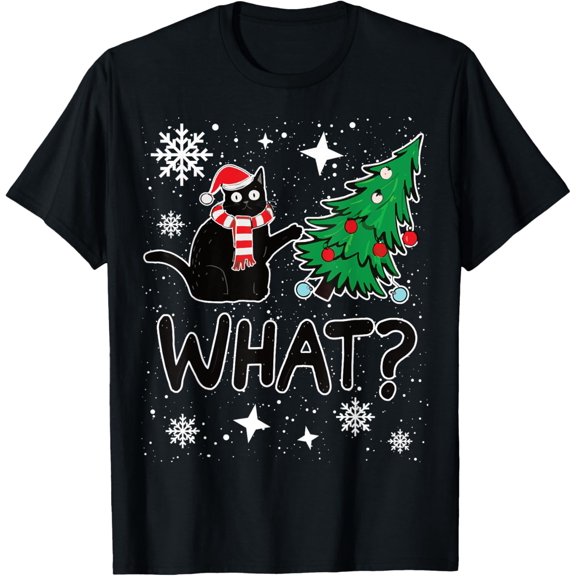 Black Cat Tree Pusher Mischief Graphic T-Shirt