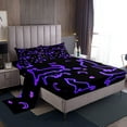 thumbnail image 1 of Black Cat Twin Sheets Set, Glowing Stars Moon Bed Sheets Set , Neon Purple Line Cat Sheets With Deep Pocket, Kawaii Kitten Flat Fitted Sheet, Cute Cartoon Cat Top Sheet Room Decor, 1 of 5