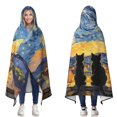 thumbnail image 1 of Black Cat Wearable Blanket Hoodies for Women Men Adults Cat Lovers Soft Cozy Starry Sky Cats Hooded Blankets for Bedding Travel Decor Birthday Gifts 50X60 Inch, 1 of 5