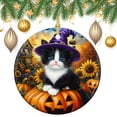 thumbnail image 1 of Black Cat Wearing A Witch Hat Christmas Ornaments Rustic Halloween 2 Side Printed Ornaments Ideal for Gifting And Collecting Ceramic Christmas Ornament Keepsake Sign Plaque, 1 of 5
