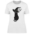 thumbnail image 1 of Black Cat Wearing Witch Hat T-Shirt Women -Image by Shutterstock, Female Large, 1 of 2