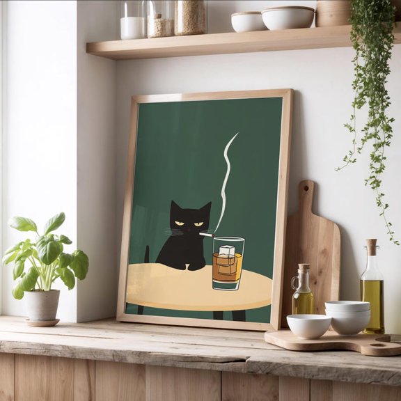 Black Cat Whiskey Moody Green Poster 8x12 UNFRAMED