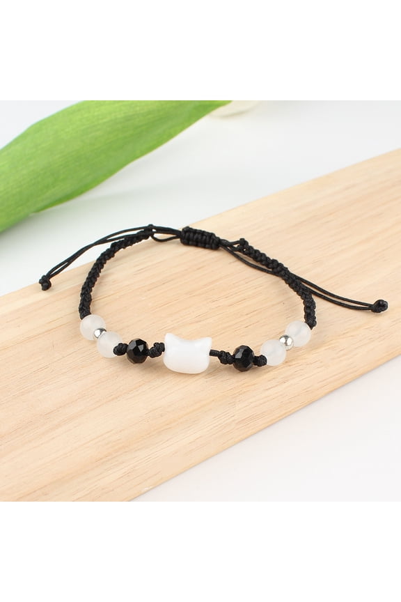 Black Cat White Cat Beaded Hand Weaving Bracelet Men And Women