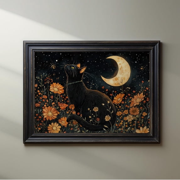 Black Cat Wildflower Wild Flower Vintage Floral Dark Maximalist ...