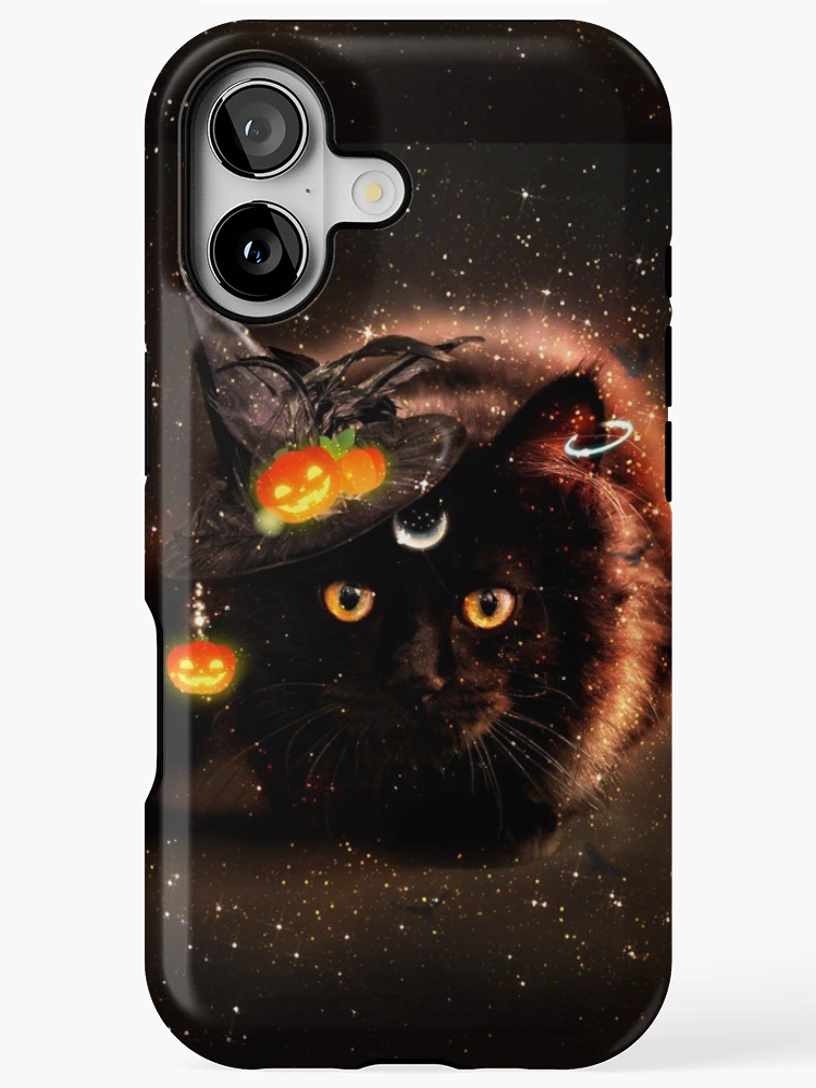 Black Cat Witch Jack O Lantern Neon Pumpkin Halloween Phone Case for ...