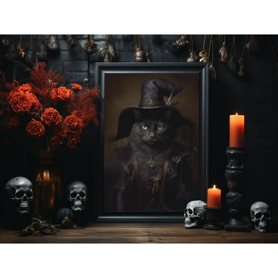 Black Cat Witch Poster, Witch Print, Cat Witch Poster, Gothic Art, Dark Academia, Black Cat Witch, Halloween Decor,Halloween Poster - Best gifts your whole family