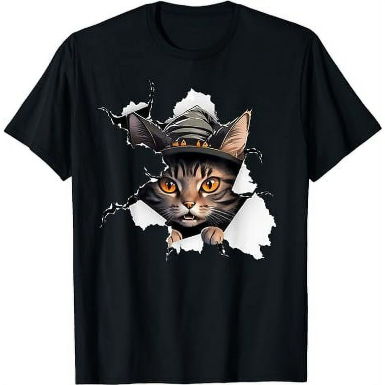 Black Cat Witch Torn Cloth Halloween Kitten Witchy Gothic T Shirt Walmart