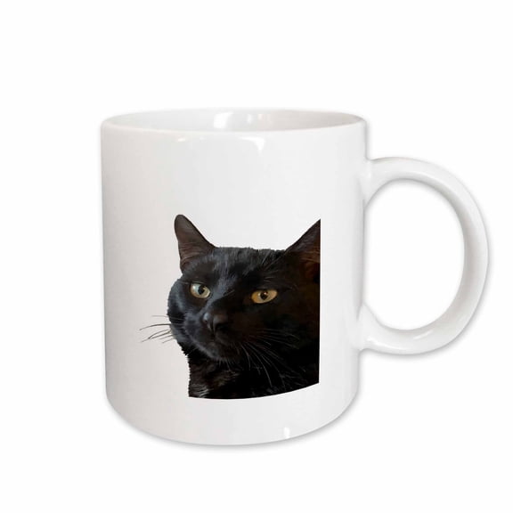 3drose, Black Cat with a Funny Quirky Expression Cut Out, 11oz Mug