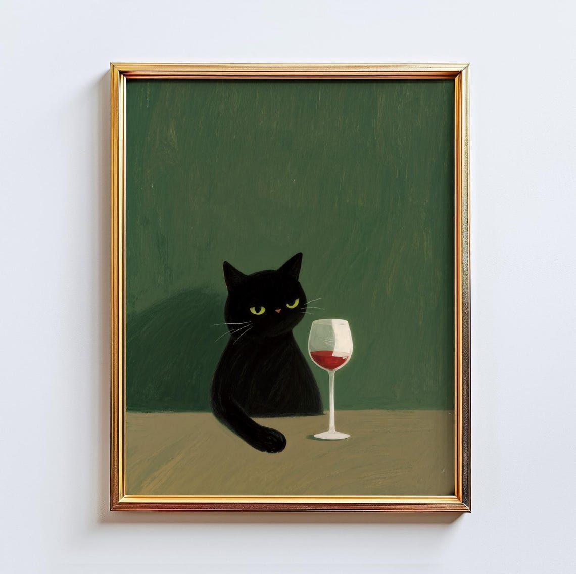 Black Cat With Wine Glass – Moody Minimalist Wall Art, Cat Poster, Wine ...