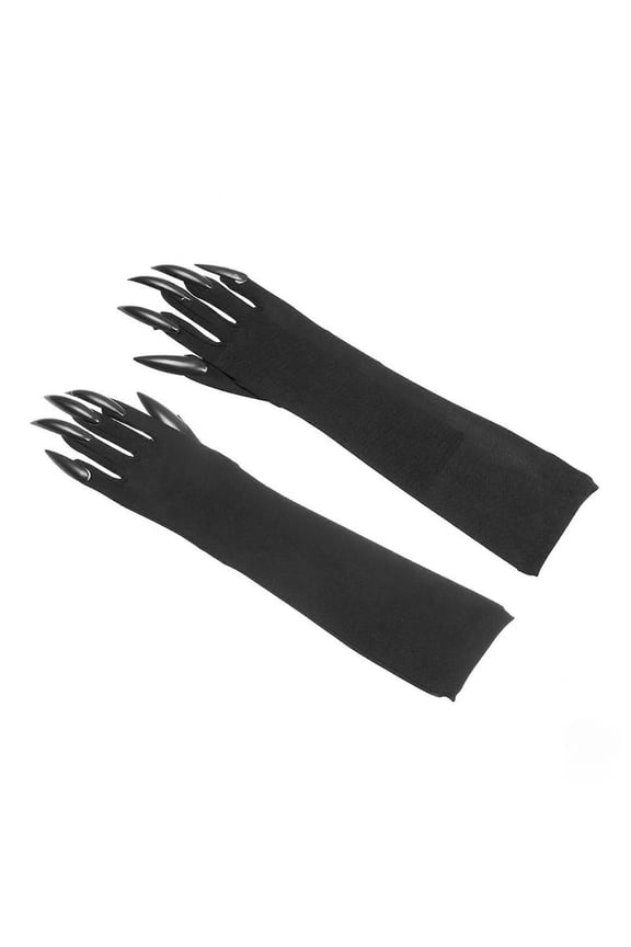 Black Cat Woman Long Gloves With Claws - One Size (1 Pair) - Fun & Functional Accessory, Ideal for Cosplay & Themed Parties