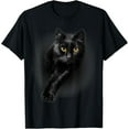 thumbnail image 1 of Black Cat Yellow Eyes T-Shirt Cats Tee Shirt Gifts T-Shirt TShirt, 1 of 4