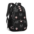 thumbnail image 1 of Black Cat and Dog Paw Print Black Pattern Backpack for School, Cute School Bag with Adjustable Shoulder Straps and Padded Back, 16.9"x12.6"x5.9", 1 of 5