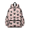 thumbnail image 1 of Black Cat and Dot Pink Pattern Cute School Backpack with Padded Back and Adjustable Shoulder Straps 13.4"x11"x4.7", 1 of 5