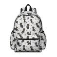 thumbnail image 1 of Black Cat and Paw Print White Pattern Cute School Backpack with Padded Back and Adjustable Shoulder Straps 13.4"x11"x4.7", 1 of 5