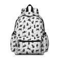 thumbnail image 1 of Black Cat and Paw Print White Pattern Cute School Backpack with Padded Back and Adjustable Shoulder Straps 13.4"x11"x4.7", 1 of 5