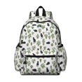 thumbnail image 1 of Black Cat and Plant White Pattern Cute School Backpack with Padded Back and Adjustable Shoulder Straps 13.4"x11"x4.7", 1 of 5