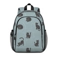 thumbnail image 1 of Black Cat and Yarn Ball Blue Pattern Backpack for School, Cute School Bag with Adjustable Shoulder Straps and Padded Back, 15"x11.42"x5.5", 1 of 5