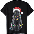 thumbnail image 1 of Black Cat christmas light funny cat lover christmas T-Shirt, 1 of 7