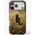 Black Cat in Colorful Wildflower Meadow Tough iPhone Case, Dual-Layer ...