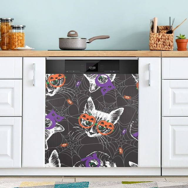 Black Cat on Halloween Dishwasher Cover Dishwasher