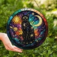 thumbnail image 1 of Black Cat on Moon Glass Suncatcher, Celestial Cat Window Hanging Decor, 7.9 in, 1 of 3