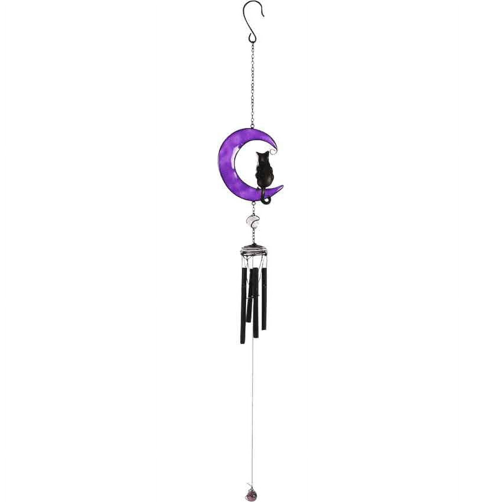 Black Cat on Moon Wind Chime by Medieval Collectibles