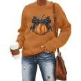 thumbnail image 1 of Black Cat on Pumpkin Sweatshirt Halloween Sweatshirts for Women Fall Pumpkin Face Tee Lightweight Pullover Tops, 1 of 10