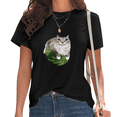 thumbnail image 1 of Black Cat on Watermelon Print T-Shirt Women's Casual Loose Fit Short Sleeve Cute Pet & Fruit Aesthetic Graphic Tee Tops S-5XL, 1 of 5