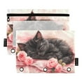 thumbnail image 1 of Black Cat with Rose 2 Pack Pencil Pouch for 3 Ring Binder Smooth Zipper Folders with Pockets Clear Window Pencil Case, 1 of 6