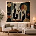 thumbnail image 1 of Black Cats in Abstract Geometric Room Scene, Moody Mid-Century Modern Art for Cat Lovers, Retro Wall Art, Housewarming Gift, Tapestry Wall Hanging for Bedroom and Living Room, 1 of 7