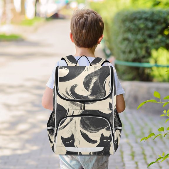 Black Cats Backpack Big Laptop Backpack Casual Daypack Quilted Large Capacity Large Bookbags