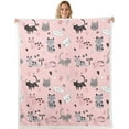thumbnail image 1 of Black Cats Blanket Grey Striped Kitten Throw Blanket for Bed Kids Kawaii Cute Fleece Blanket Throw Size Heart Print Decor Sherpa Blanket Girls Pink Leopard Print Fuzzy Blanket, 1 of 6