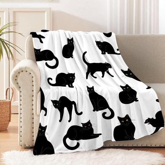 Black Cats Blanket Throw Super Soft and Cozy Blankets for Home Decoration, Couch, Bed, Sofa Small for Kids for All Seasons Black Cats Small for Kids