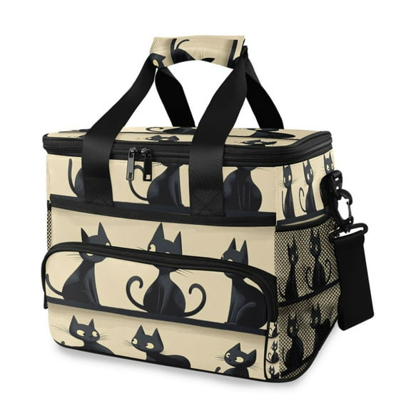 Black Cats Cartoon Pattern Insulated Lunch Bag 15L Cooler Box for Women Men Work Camping Beach Travel