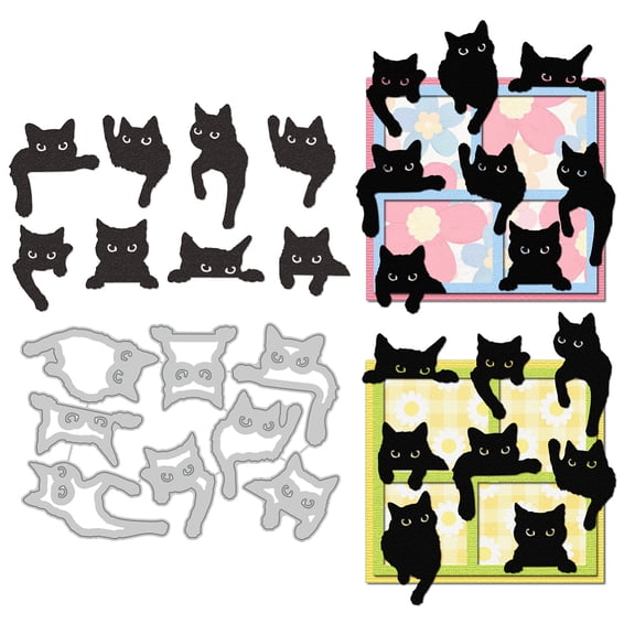 Black Cats Cutting Dies Kitten Card Making Die Stencil Metal Die Cuts Card Scrapbooking Embossing Template Dies for Greeting Cards Craft