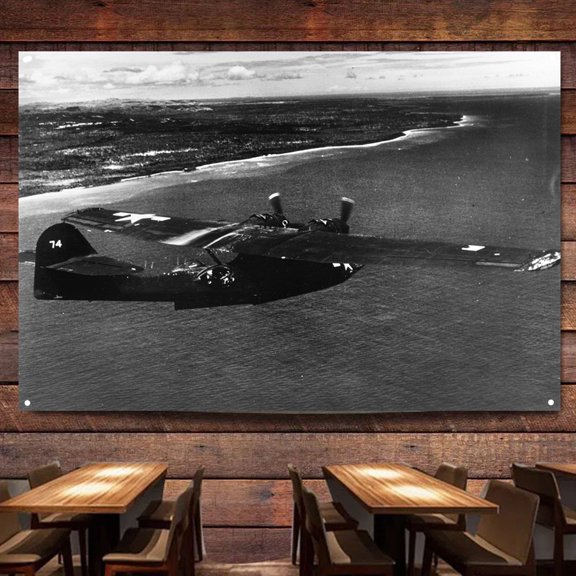 Black Cats Fighter Jets in WW II Flag Banner Wall Chart Canvas Painting Aviation Military Art Posters & Prints Wall Art Decor Tapestry For Room, Classroom, Home, Bedroom,38X57 inches