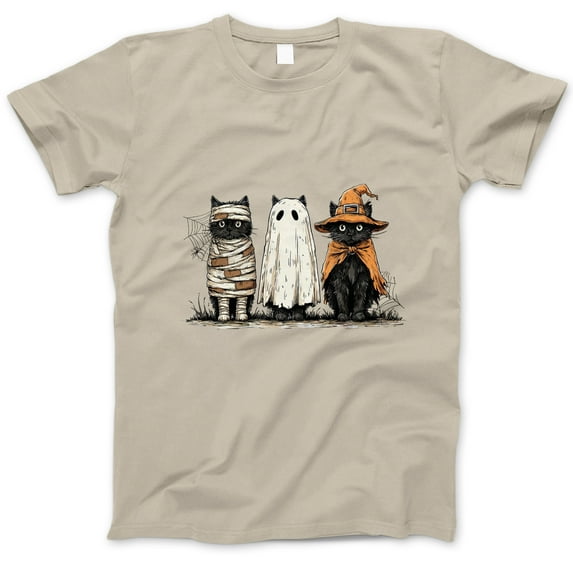 Black Cats Halloween T-Shirt, Cute Cats in Costumes Tee, Ghost Mummy Witch Cat Shirt, Spooky Season Top, Cat Lover Gift for Halloween