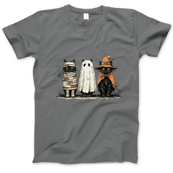 Black Cats Halloween T-Shirt, Cute Cats in Costumes Tee, Ghost Mummy Witch Cat Shirt, Spooky Season Top, Cat Lover Gift for Halloween