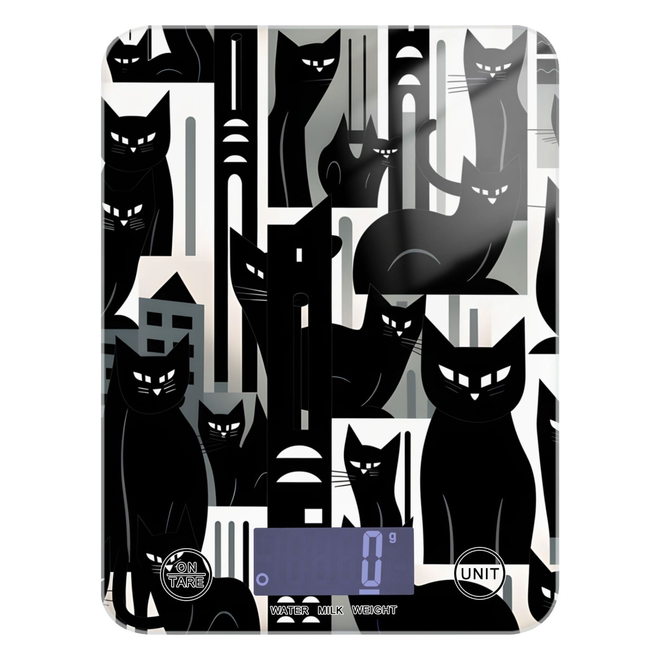Black Cats Houses Food Scale Digital Kitchen Scale Waterproof Tempered Glass Tare Function 11 lb for Baking Cooking Meal Prep
