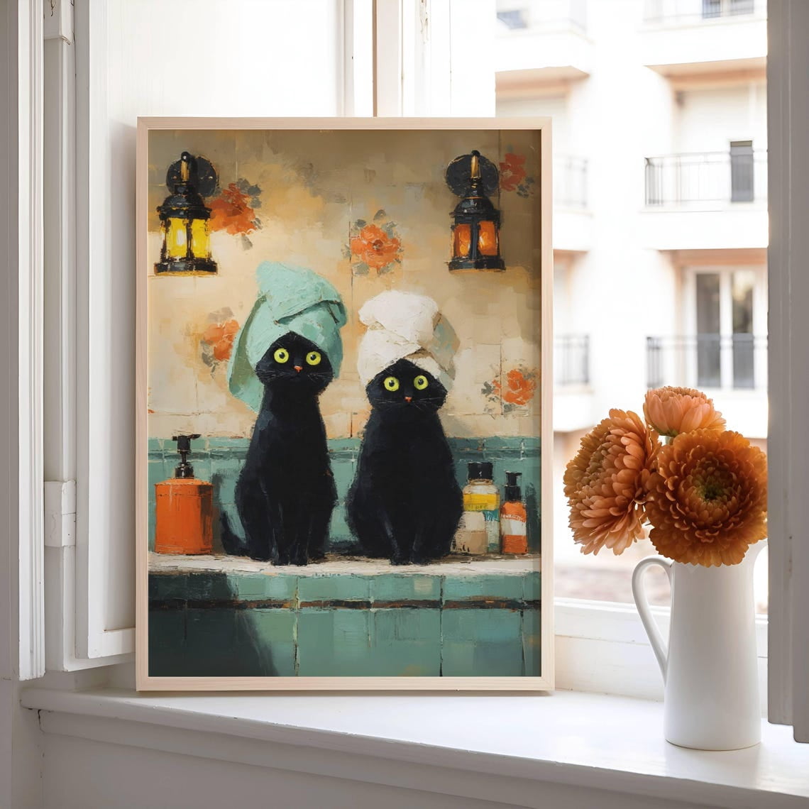 Black Cats In Bathroom Poster, Bathroom Wall Art ,Cute Cat Bath Decor ...
