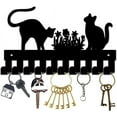 thumbnail image 1 of Black Cats Key Holder for Wall Mounted Key Holder Hooks Metal Key Coat Rack Hangers with 10 Hooks Key Organizer Rack Wall Decorative for Towel Entryway Front Door Hallway 10.6x6.3Inch Black DIY, 1 of 9